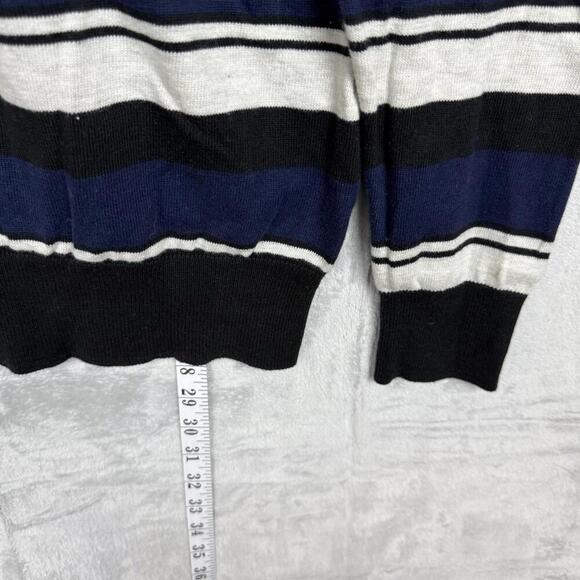 Massimo Dutti Striped Sweater Men’s XL Navy Black White 100% Cotton Logo Casual - Picture 6 of 6